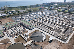 Electronic leak detection at sewerage treatment plants